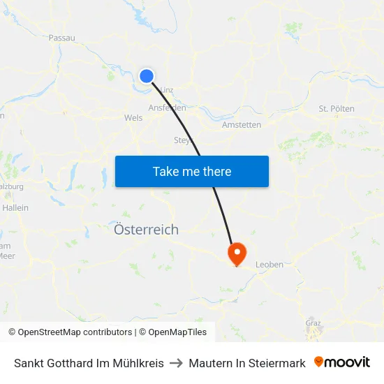 Sankt Gotthard Im Mühlkreis to Mautern In Steiermark map