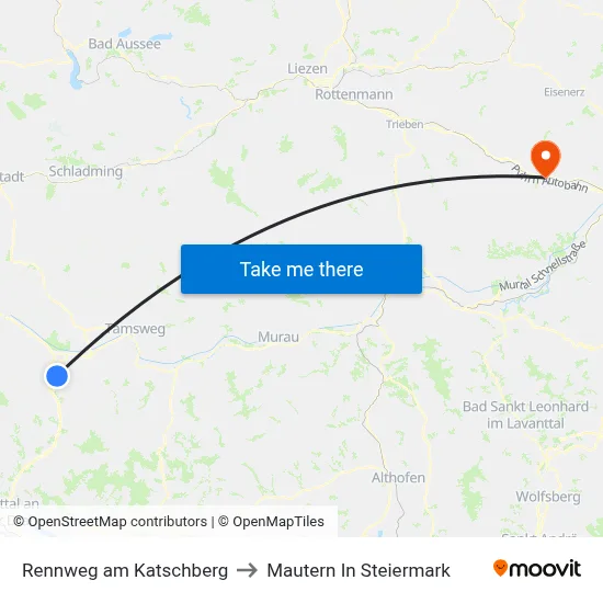 Rennweg am Katschberg to Mautern In Steiermark map