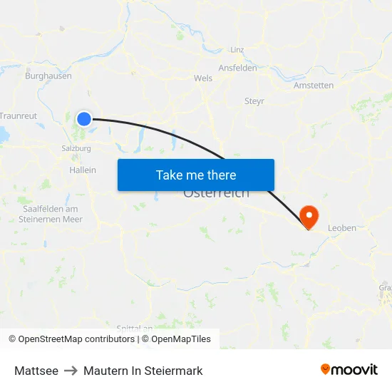 Mattsee to Mautern In Steiermark map