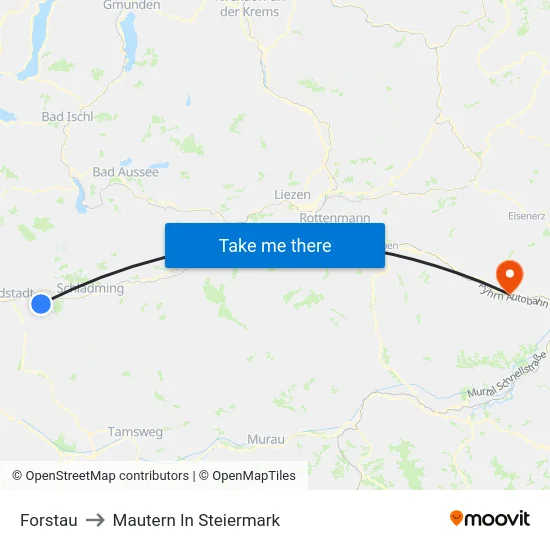 Forstau to Mautern In Steiermark map