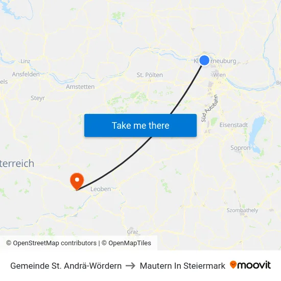 Gemeinde St. Andrä-Wördern to Mautern In Steiermark map