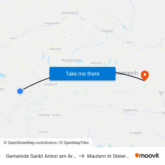 Gemeinde Sankt Anton am Arlberg to Mautern In Steiermark map
