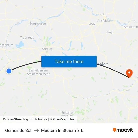 Gemeinde Söll to Mautern In Steiermark map