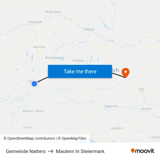 Gemeinde Natters to Mautern In Steiermark map