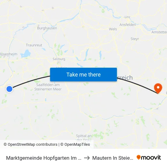 Marktgemeinde Hopfgarten Im Brixental to Mautern In Steiermark map