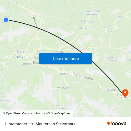 Hinterstoder to Mautern In Steiermark map