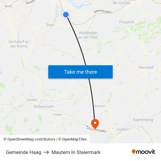 Gemeinde Haag to Mautern In Steiermark map