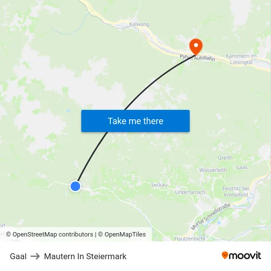 Gaal to Mautern In Steiermark map