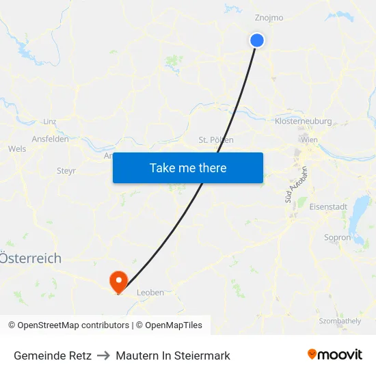 Gemeinde Retz to Mautern In Steiermark map