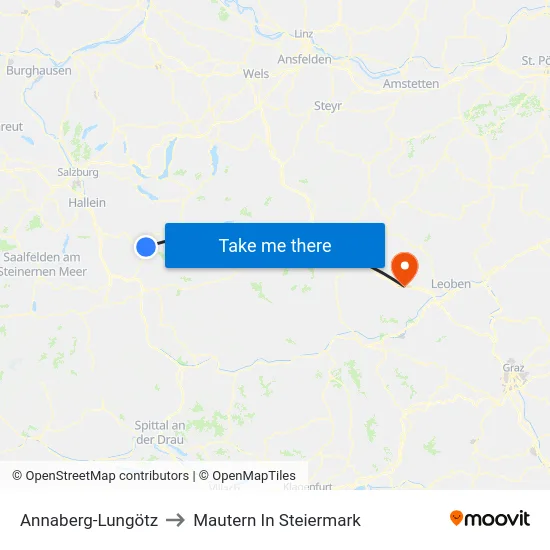 Annaberg-Lungötz to Mautern In Steiermark map