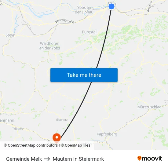 Gemeinde Melk to Mautern In Steiermark map