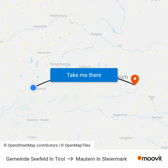 Gemeinde Seefeld In Tirol to Mautern In Steiermark map