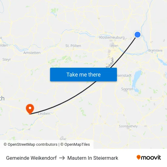 Gemeinde Weikendorf to Mautern In Steiermark map