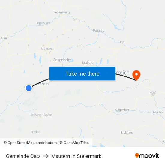 Gemeinde Oetz to Mautern In Steiermark map