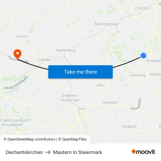 Dechantskirchen to Mautern In Steiermark map