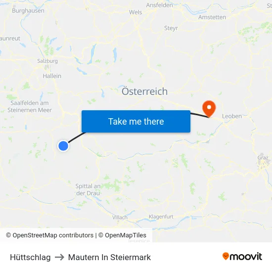 Hüttschlag to Mautern In Steiermark map