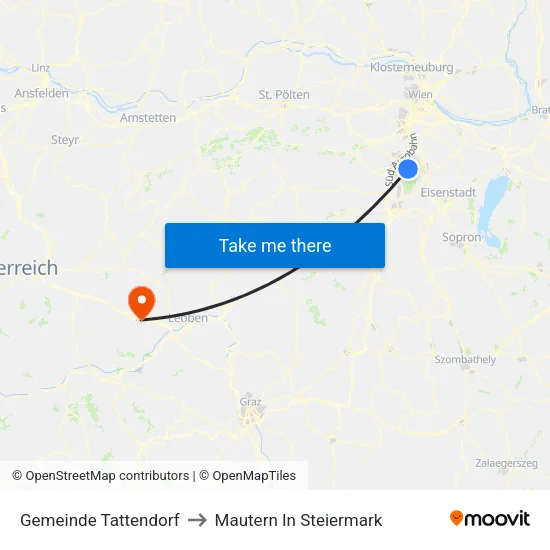 Gemeinde Tattendorf to Mautern In Steiermark map