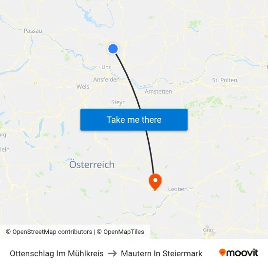 Ottenschlag Im Mühlkreis to Mautern In Steiermark map