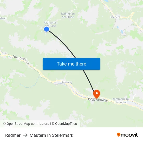 Radmer to Mautern In Steiermark map