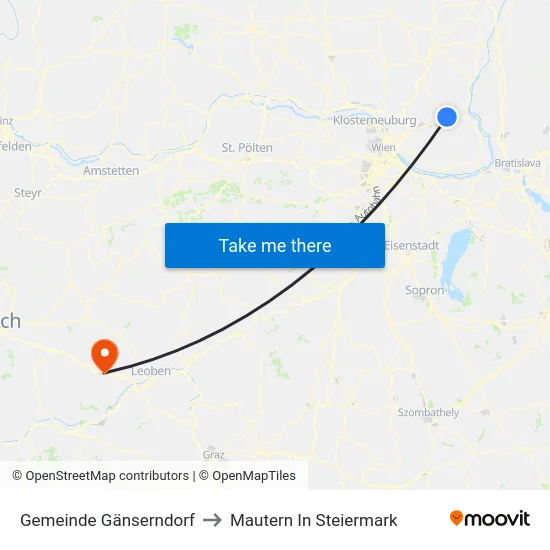 Gemeinde Gänserndorf to Mautern In Steiermark map