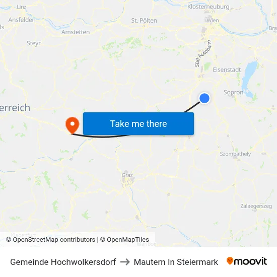 Gemeinde Hochwolkersdorf to Mautern In Steiermark map
