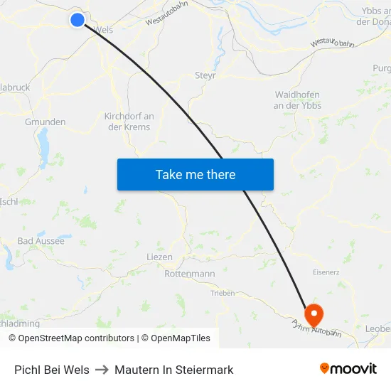 Pichl Bei Wels to Mautern In Steiermark map