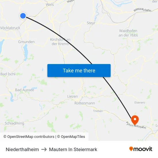 Niederthalheim to Mautern In Steiermark map