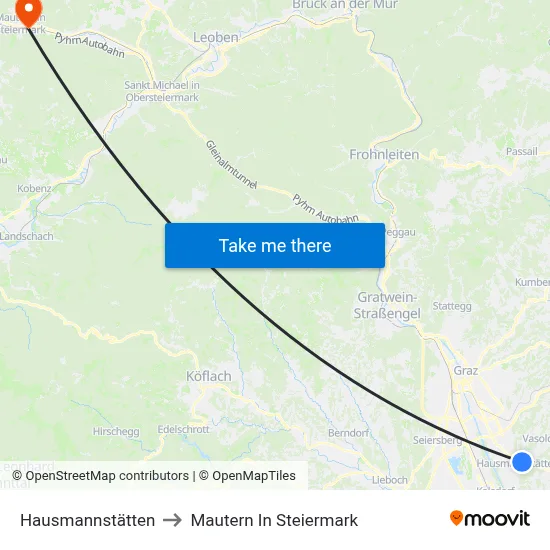 Hausmannstätten to Mautern In Steiermark map