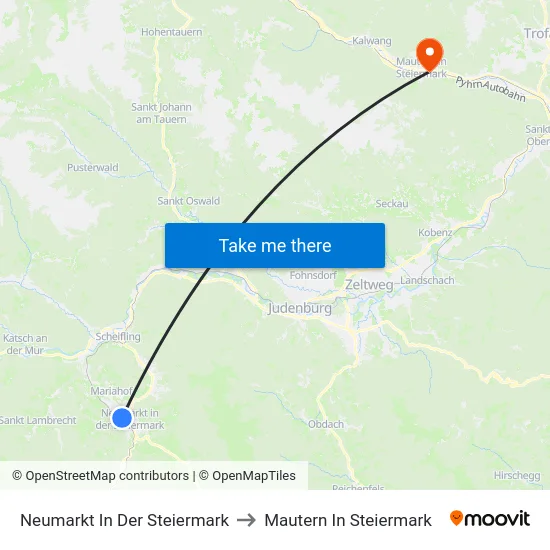 Neumarkt In Der Steiermark to Mautern In Steiermark map