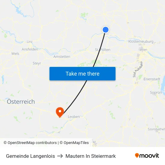 Gemeinde Langenlois to Mautern In Steiermark map