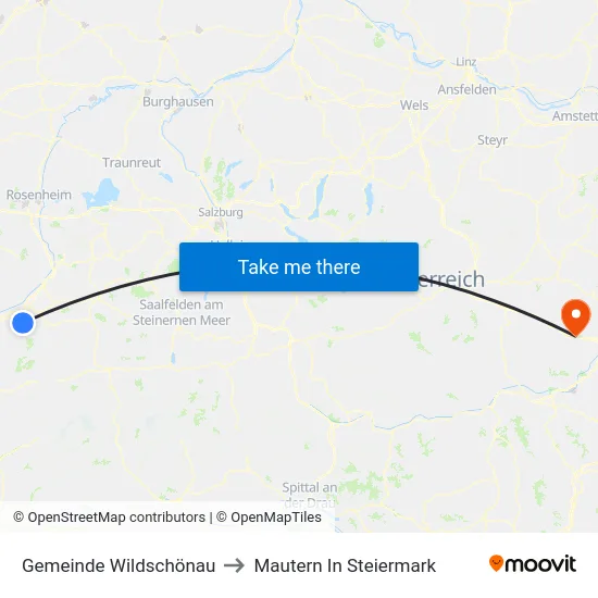 Gemeinde Wildschönau to Mautern In Steiermark map