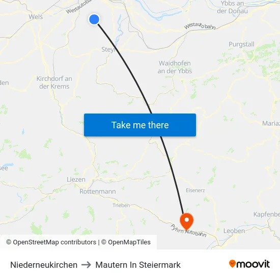 Niederneukirchen to Mautern In Steiermark map