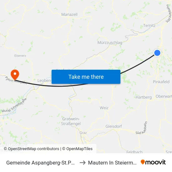 Gemeinde Aspangberg-St.Peter to Mautern In Steiermark map
