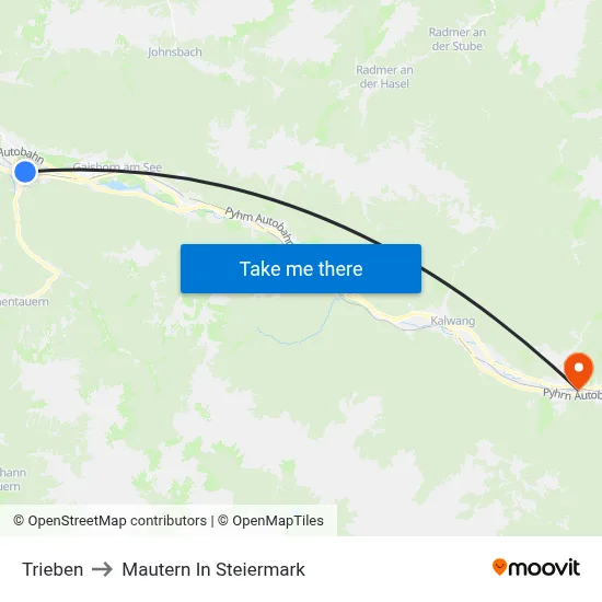 Trieben to Mautern In Steiermark map