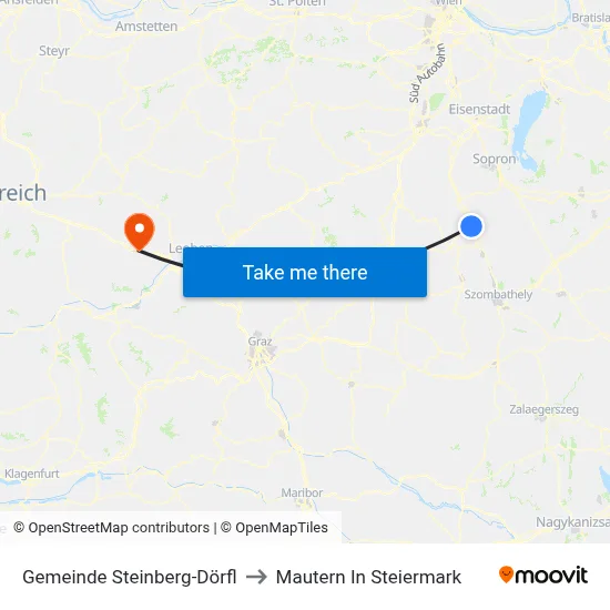 Gemeinde Steinberg-Dörfl to Mautern In Steiermark map