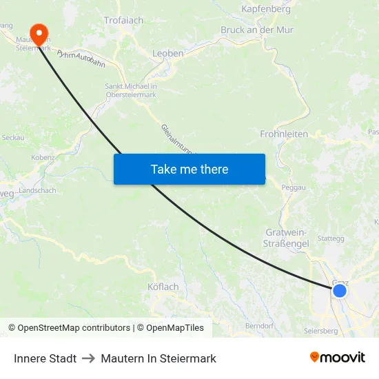 Innere Stadt to Mautern In Steiermark map