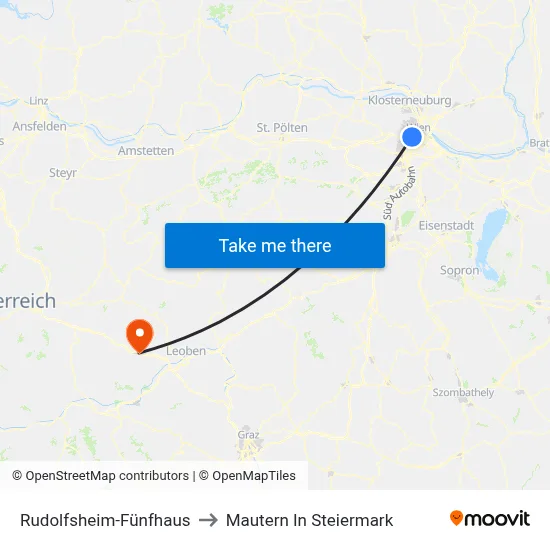 Rudolfsheim-Fünfhaus to Mautern In Steiermark map