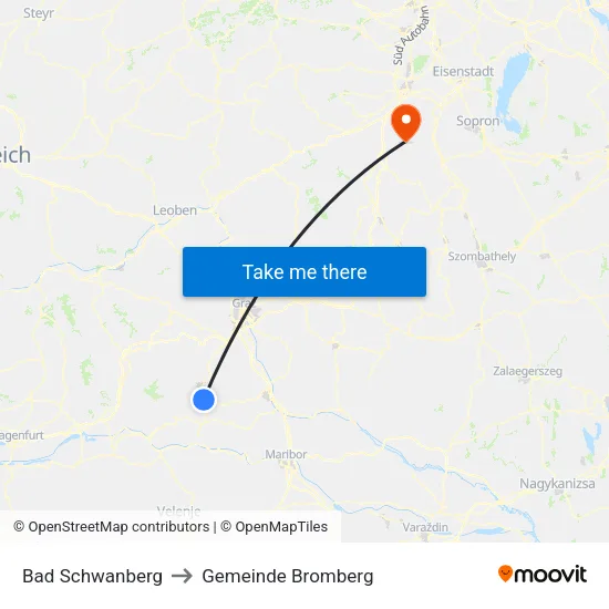 Bad Schwanberg to Gemeinde Bromberg map