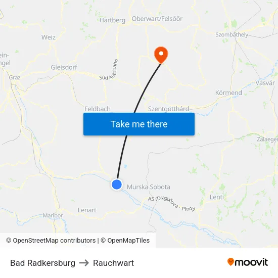 Bad Radkersburg to Rauchwart map