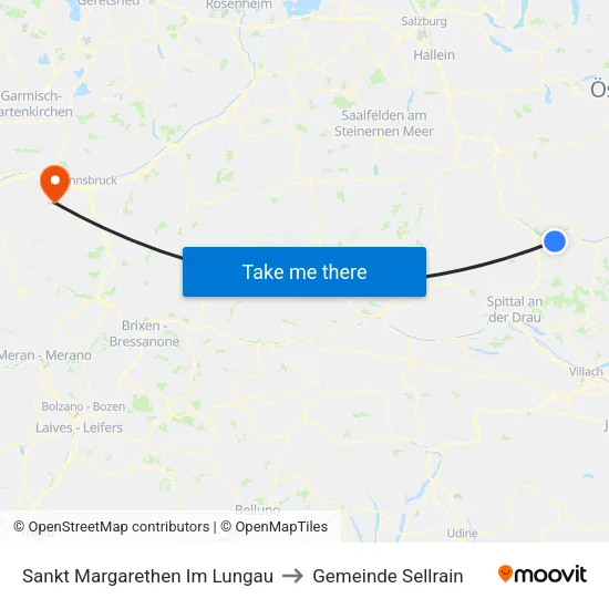 Sankt Margarethen Im Lungau to Gemeinde Sellrain map
