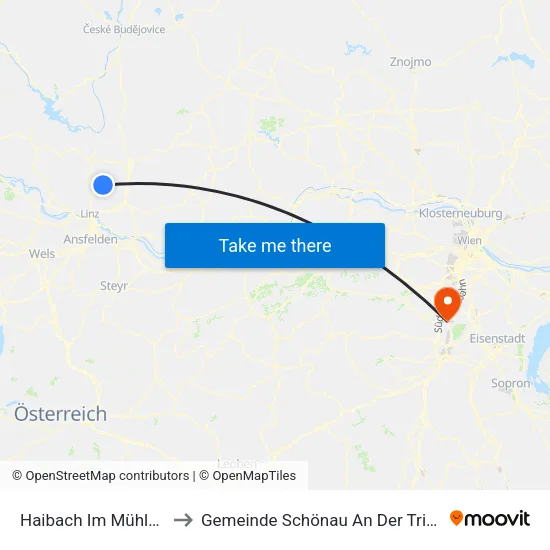 Haibach Im Mühlkreis to Gemeinde Schönau An Der Triesting map