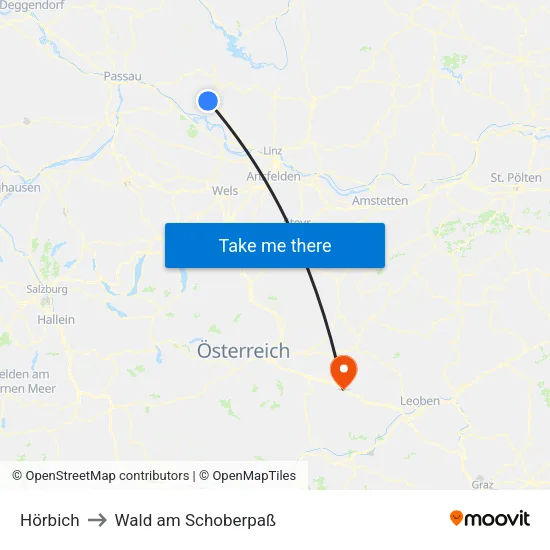 Hörbich to Wald am Schoberpaß map