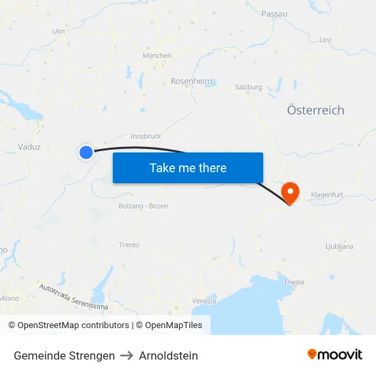 Gemeinde Strengen to Arnoldstein map