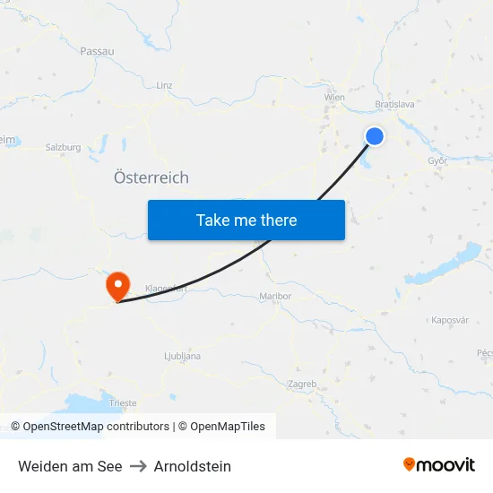 Weiden am See to Arnoldstein map