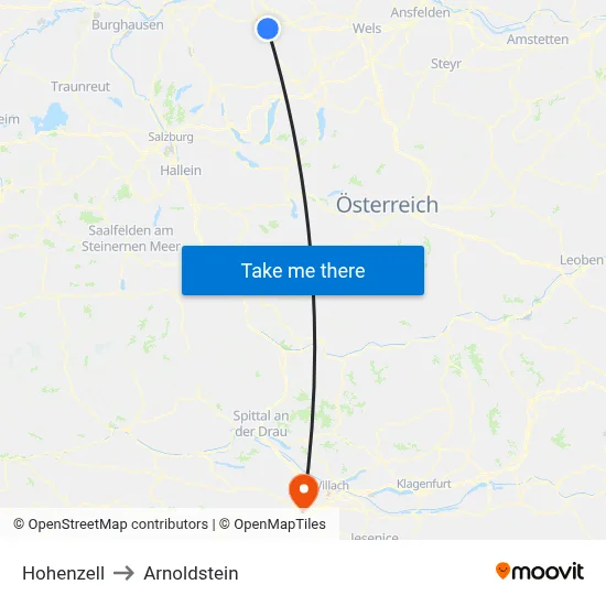 Hohenzell to Arnoldstein map