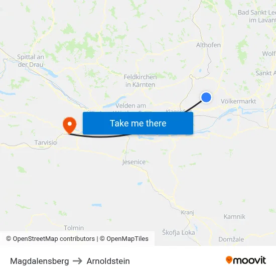 Magdalensberg to Arnoldstein map