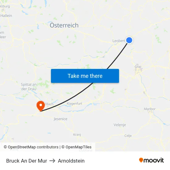 Bruck An Der Mur to Arnoldstein map