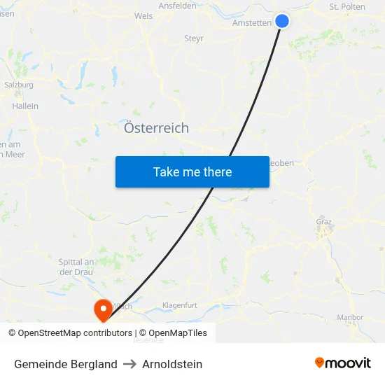 Gemeinde Bergland to Arnoldstein map