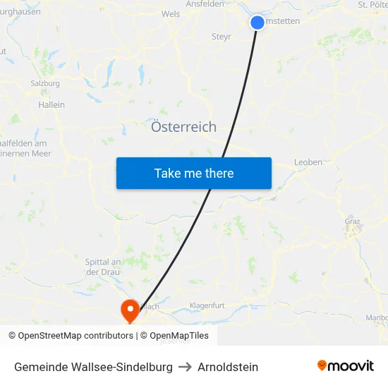Gemeinde Wallsee-Sindelburg to Arnoldstein map