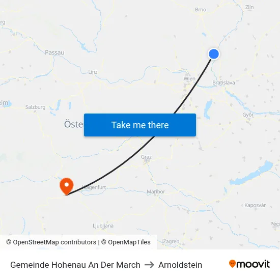 Gemeinde Hohenau An Der March to Arnoldstein map